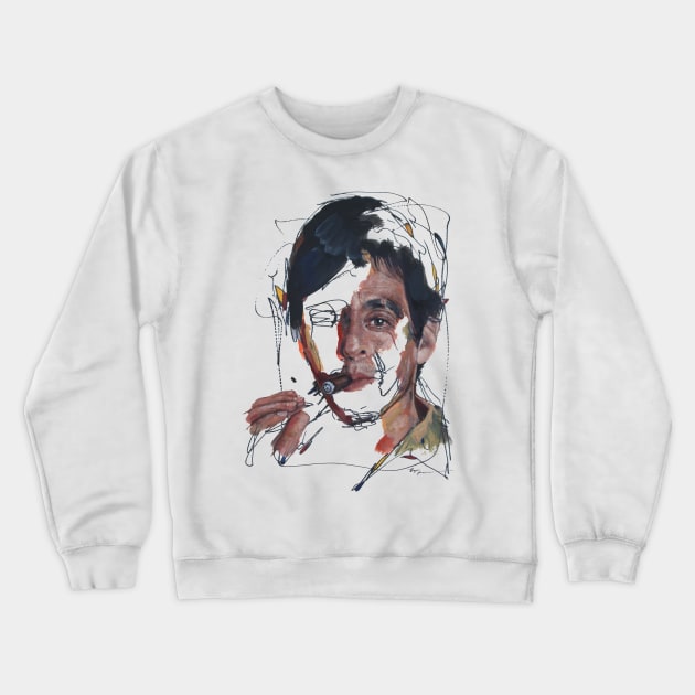 say goodnight to the bad guy | movie star | celebrity portrait | iconic | Tony Crewneck Sweatshirt by Tiger Picasso